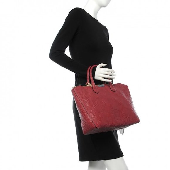 NWT BURBERRY LONDON GRAINY LEATHER CHECK MEDIUM DEWSBURY TOTE  BAG - Picture 2 of 8